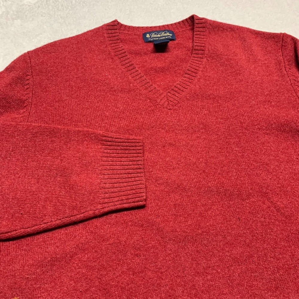 VTG Brooks Brothers Scottish Lambswool Sweater Men's L Red Prep Casual  90s‎